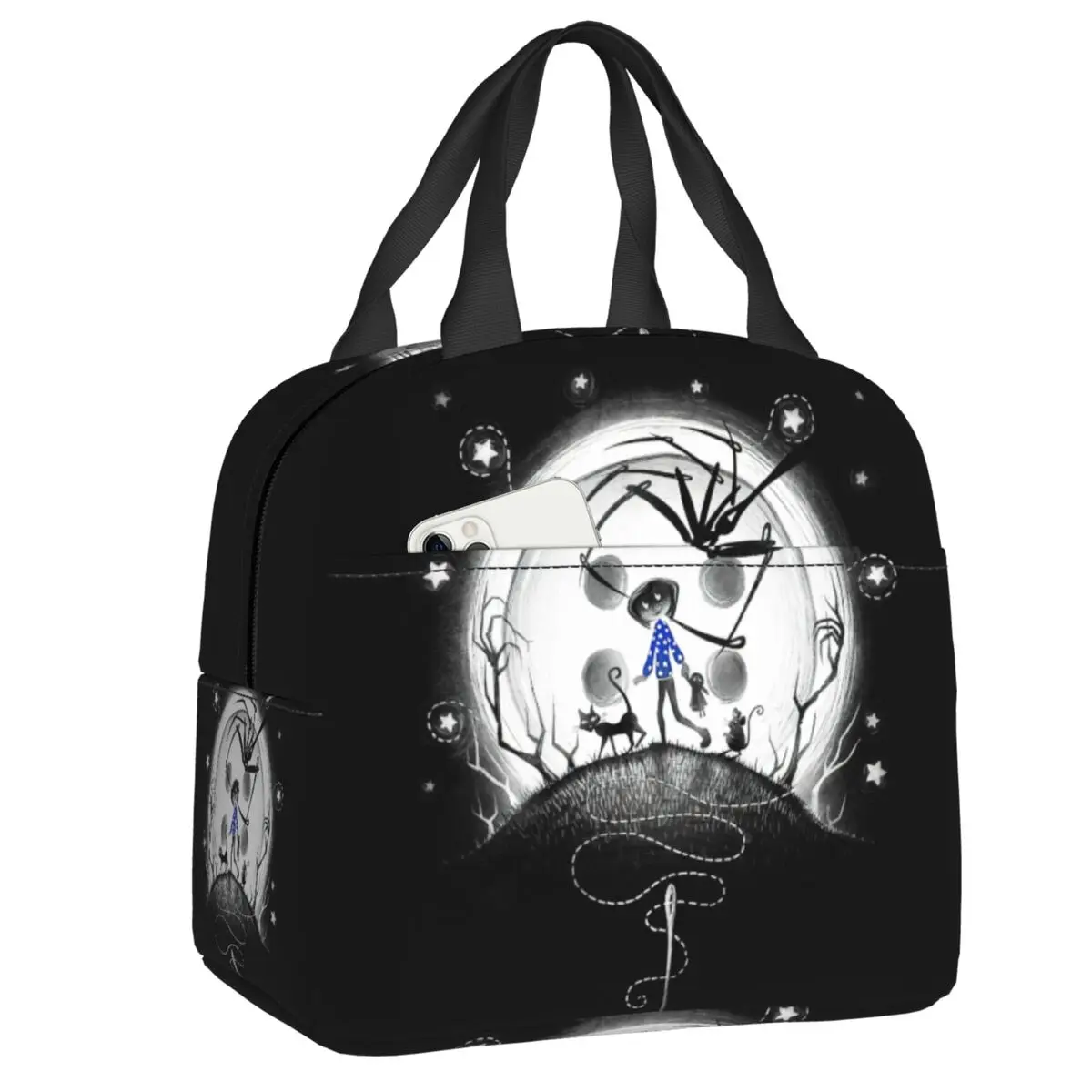 

Coraline Insulated Lunch Bag for School Office Halloween Horror Movie Resuable Thermal Cooler Lunch Box Women Children Food Tote