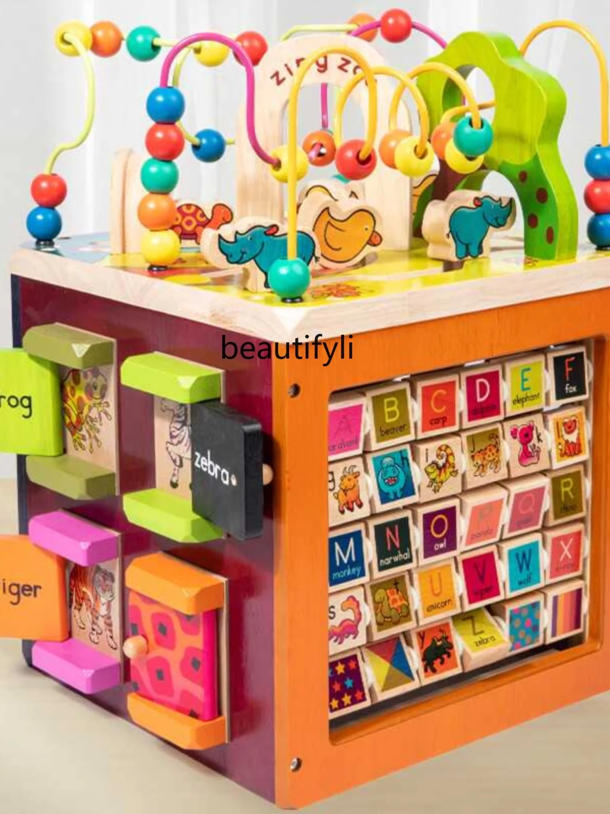 Treasure box toys for infants and children Beaded wood cube 1-2-3 and a half years old Baby early education