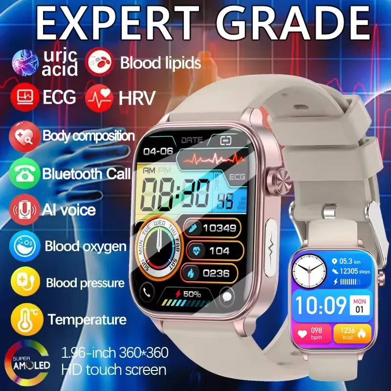 Smartwatch Accurate ECG+PPG Monitoring Smart Watch Women Body Composition Blood Lipid Uric Acid Women Menstrual Health Tracker