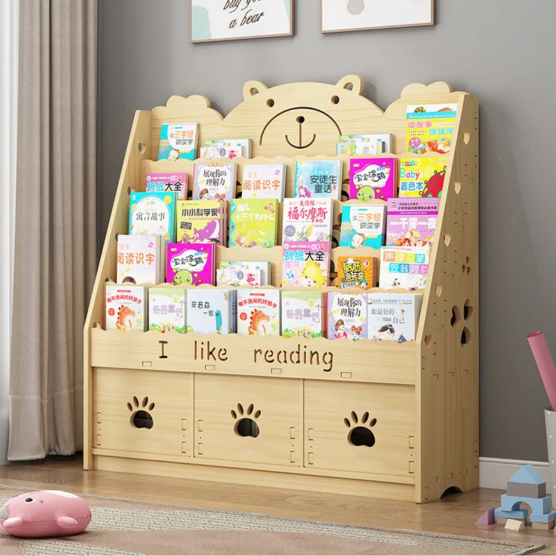 Household Children's Bookshelf House Shaped Kids Furniture Bookshelf Bookcase Solid Wood Bookshelf Toy Storage Rack Cabinet Shel 1