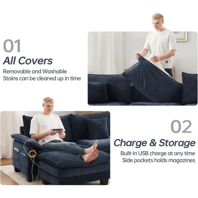 L-Shaped Cloud Sectional Sofa 3