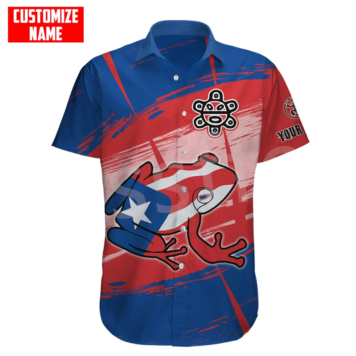 Tessffel Caribbean Sea Flag Puerto Rico Taino Tattoo Hawaiian Beach Shirts NewFashion 3DPrint Summer Funny Collar Short Sleeve 4