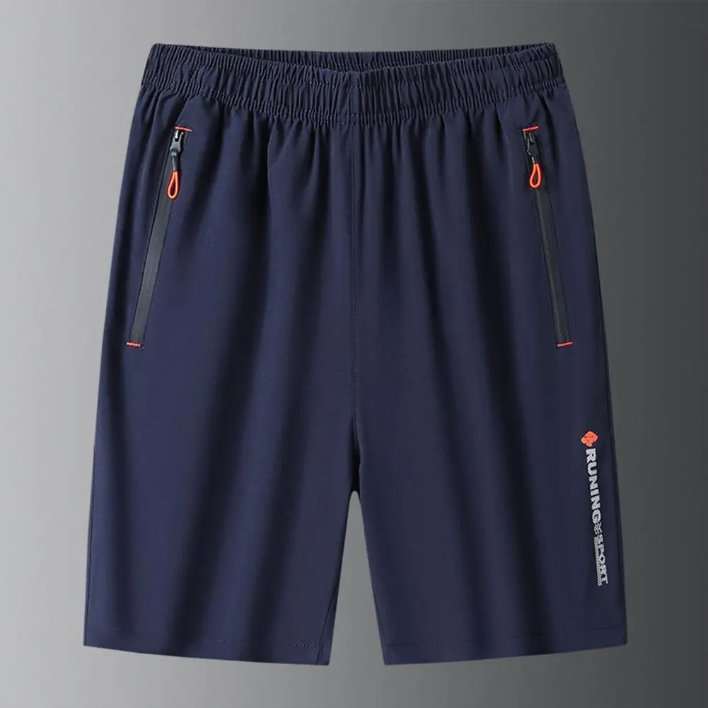 

Male Shorts Men's Quick-drying Elastic Waistband Beach Shorts with Zipper Pockets Solid Color Wide Leg for Summer for Men