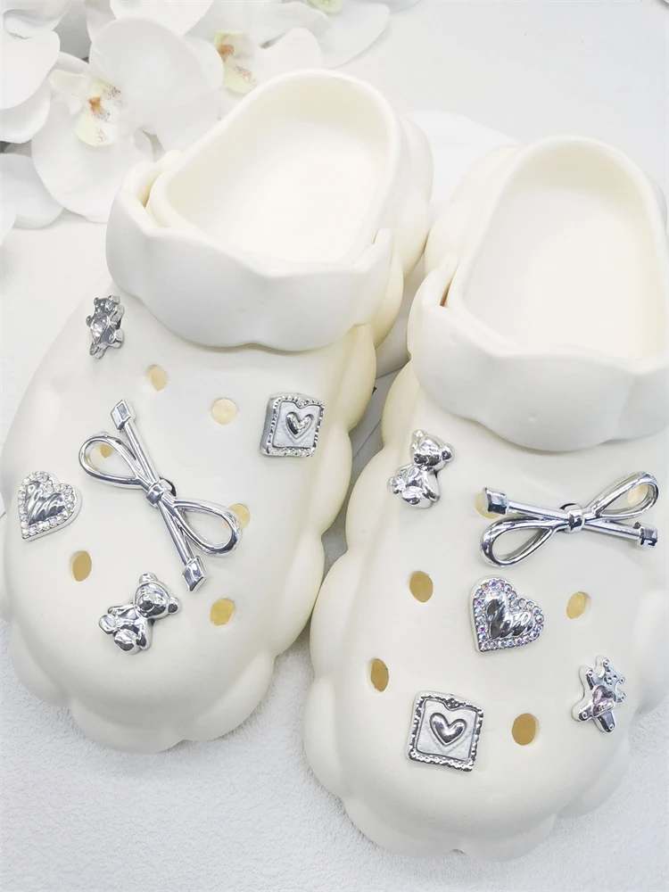 10PCS ABS Schuh Charms Bogen Strass Zubehör Für Clogs Bär Perle Schnalle Dekorationen Diy Frauen Schöne Garten Schuhe decor – Detail 12