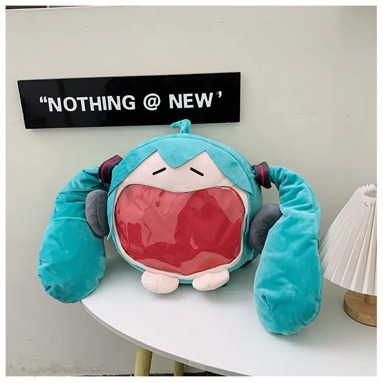 初音ミクの大きな口のぬいぐるみバッグ,柔らかいシングルバック