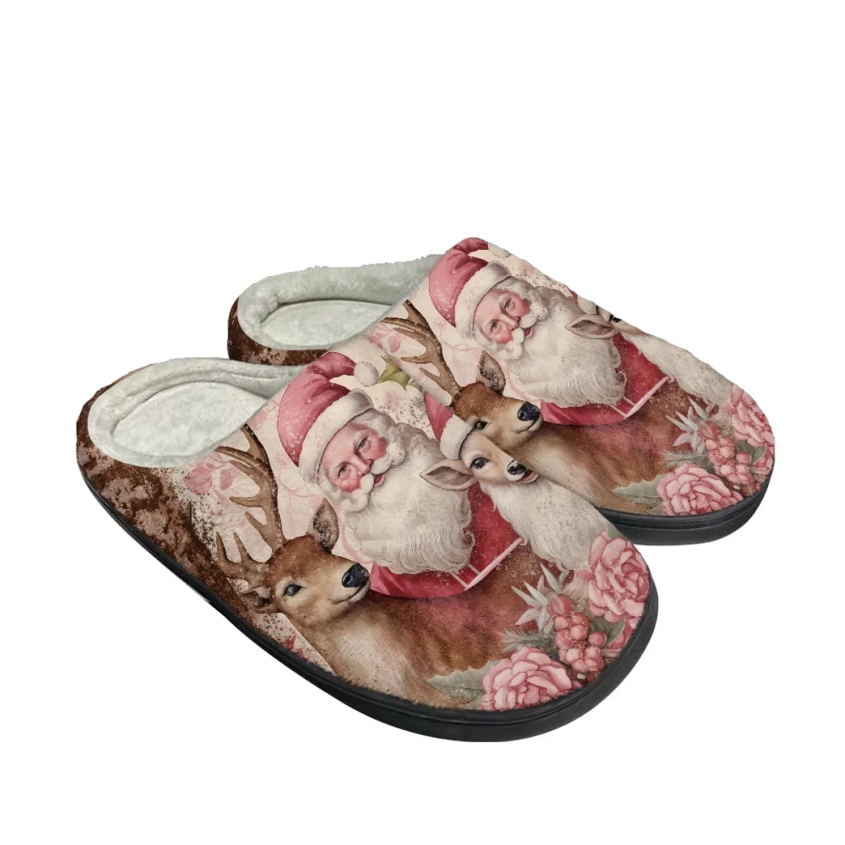 Santa Claus Design Women Flats Home Slippers Indoor Bedroom Couple Cotton Slipper Autumn Winter Warm Floor Slides Zapatos Mujer