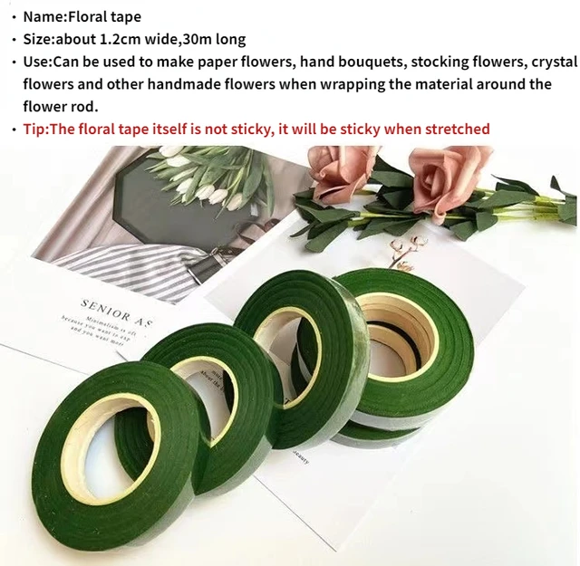 Green Tape Handmade Flower Art Tape Winding Flower Rod - Temu