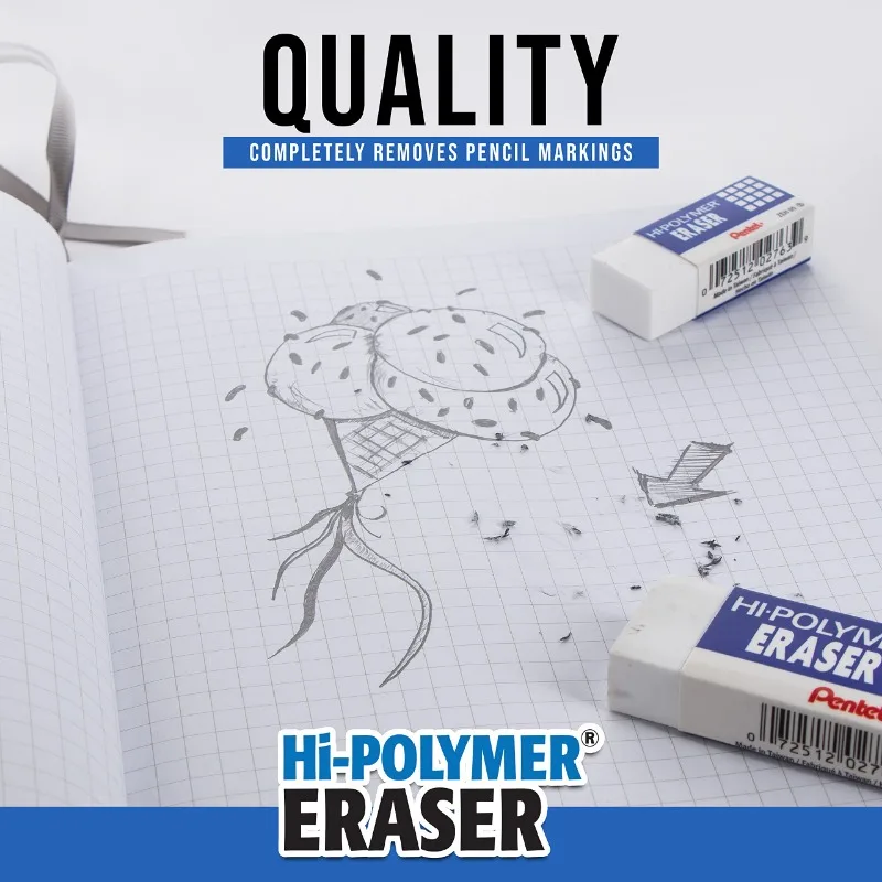 1Pc Pentel Hi-Polymer Block Eraser ZEH Latex-free Erasers For Getting Into Little Corners Or Erasing Large Areas pencil eraser retractable eraser kneadable eraser biscuit eraser plasticine eraser whiteboard eraser