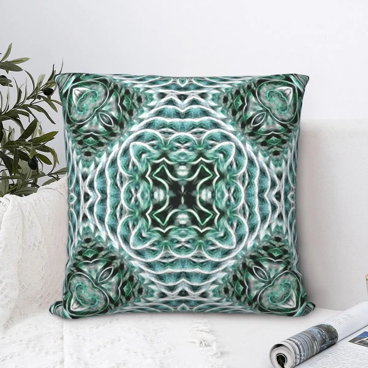 

Boho Tiles Pattern Square Pillowcase Polyester Pillow Cover Velvet Cushion Zip Decorative Comfort Throw Pillow For Home Car