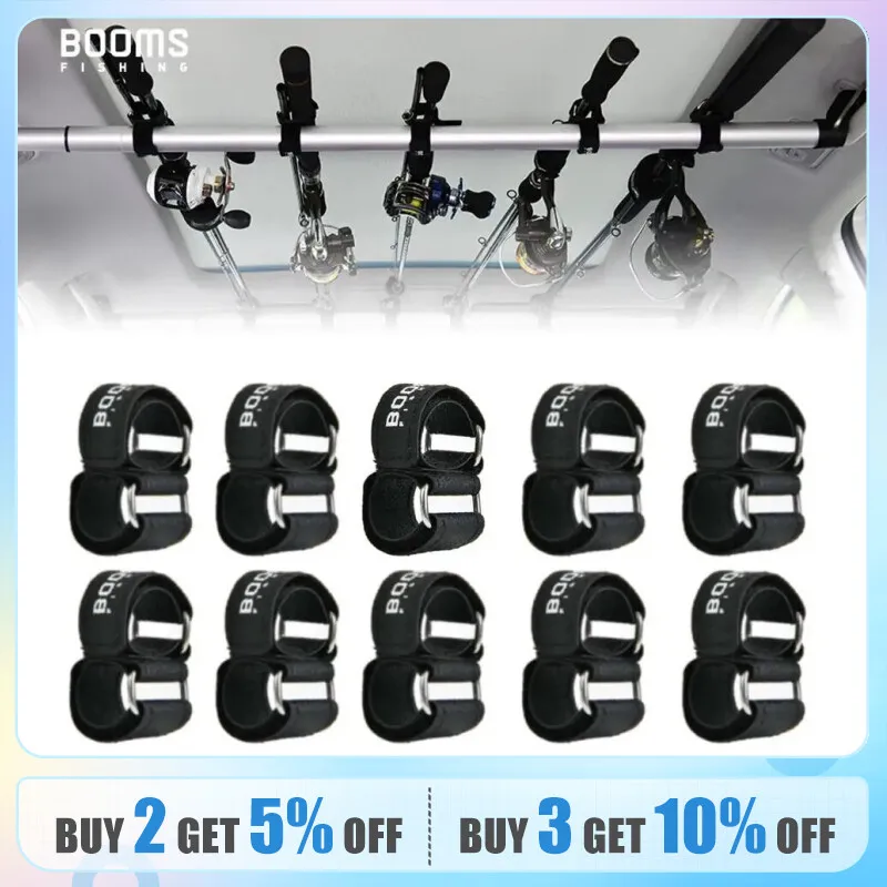 Booms Fishing Rb2 Car Rod Holder 10Pcs Strong Belt Per Veicolo Bar Rods Rack Portable Pole Strap Accessori Per Attrezzi Da Pesca