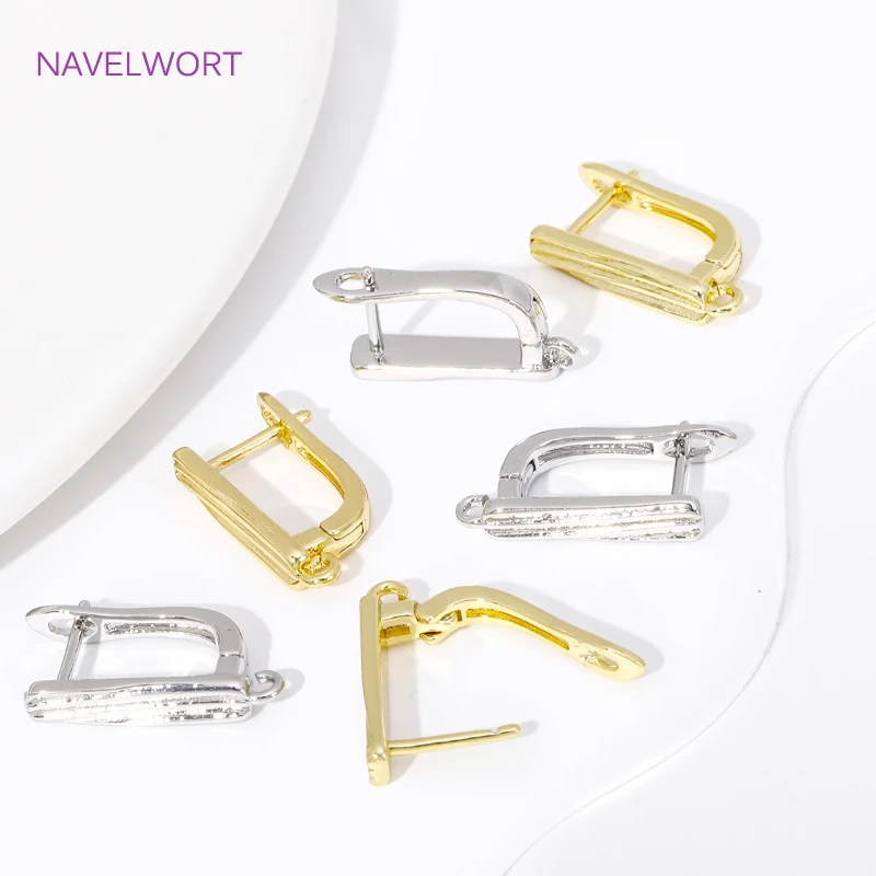 18K Gold Plated Smooth Earring Clasps Brass Earring Hook Findings,Fasteners For Earrings,DIY Earring Jewelry Making Accessories 6