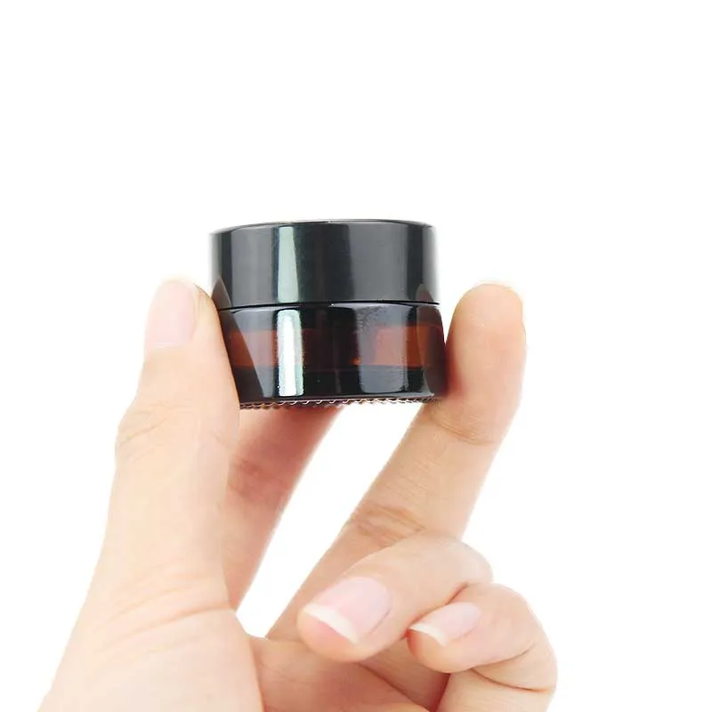 20PCS 5ml 10ml 15ml 20ml Amber Glass Candle Jars Refillable Sample Bottle Cosmetic Face Cream Jar Pot Empty Bottle Container