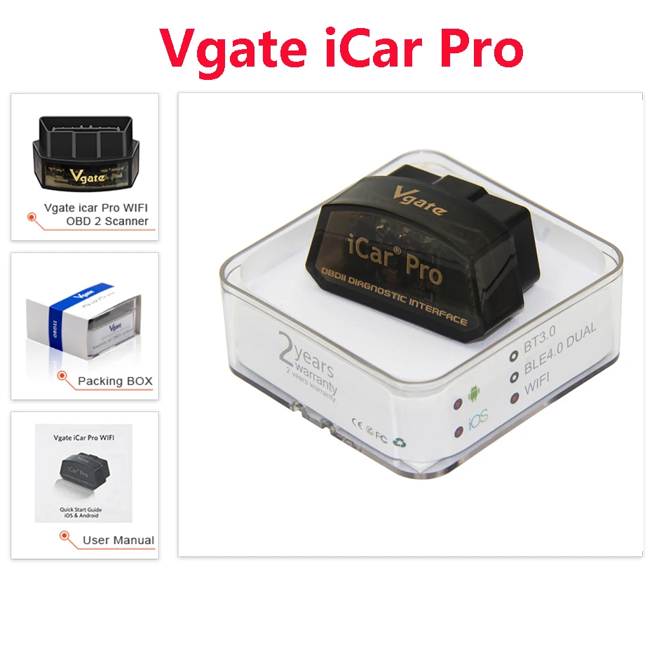 

Vgate ICar Pro ELM327 WIFI Blue Tooth 4.0 OBD2 Car Diagnostic Tools for Android IOS Auto Scanner Code Reader ICar-Pro ELM 327