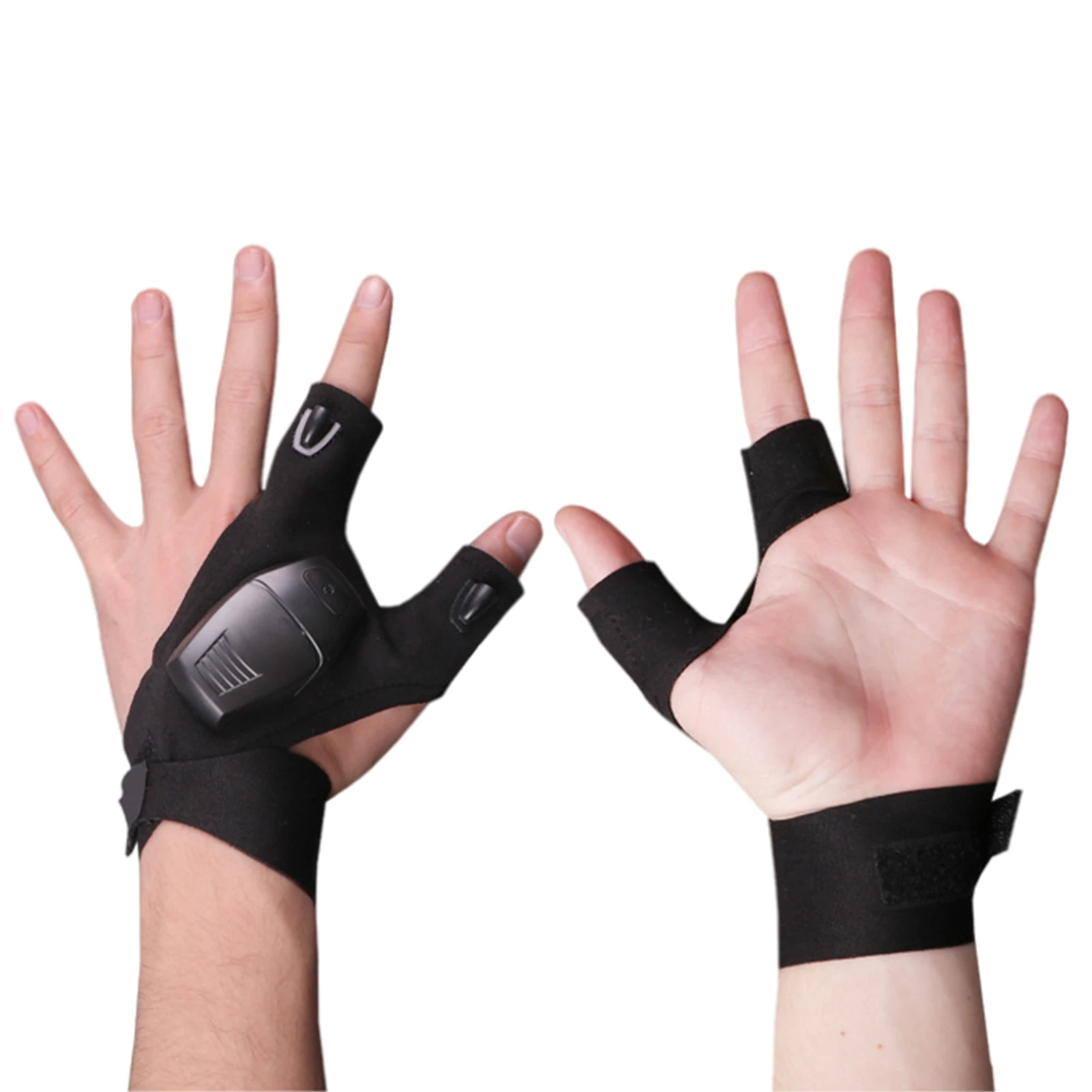 Night Light Waterproof Fishing Gloves with LED Flashlight Outdoor Rescue Tools Camping Gear Cycling Practical Fingerless Gloves