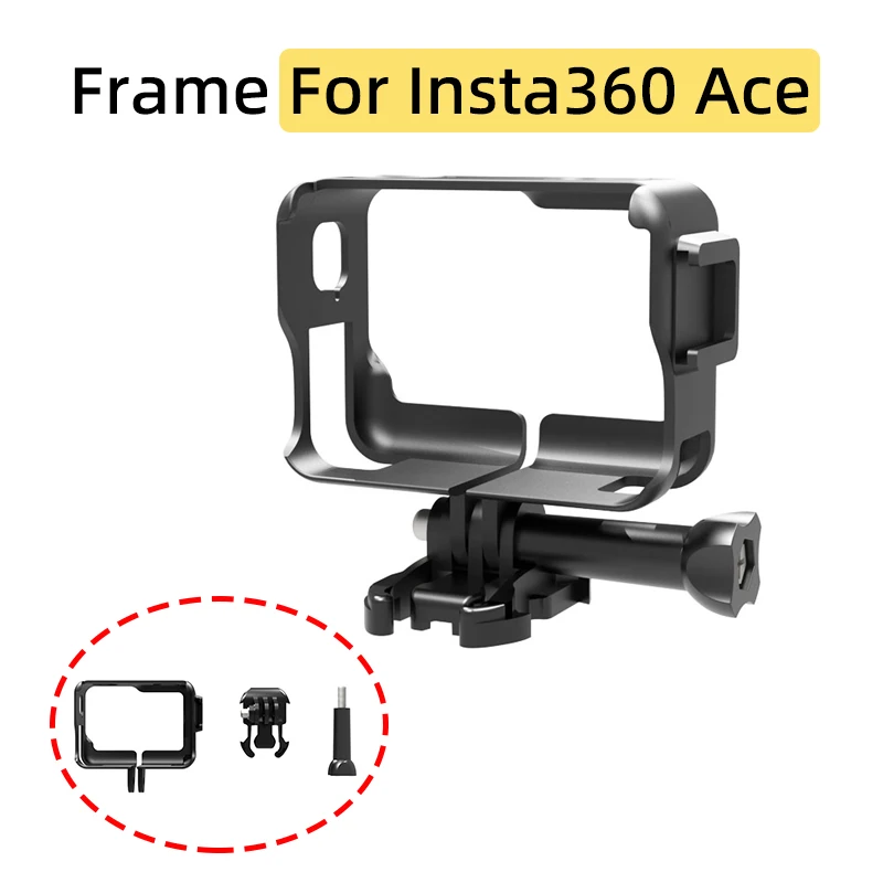 

For Insta360 Ace Panorama Sports Camera Frame Rabbit Cage Cold Shoe Port Extension Adapter Bracket Protective Case Accessories