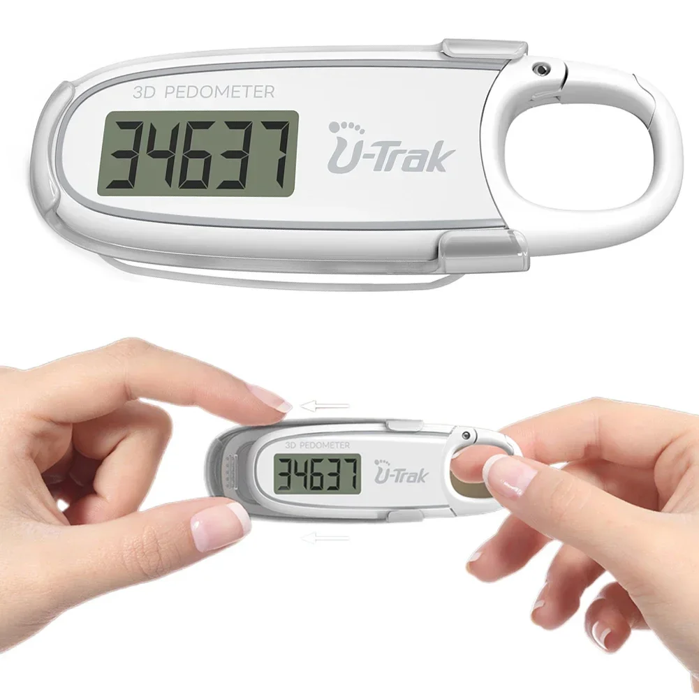 Walking 3D Pedometer Step Counter Large Screen Electronic Pedometer with Carabiner Clip-On For Adults Kids Seniors Dog