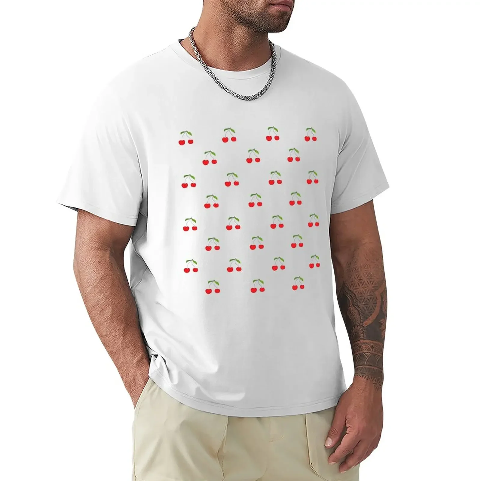 

cherries Fruit pattern T-Shirt plus size tops blacks customs tshirts for men