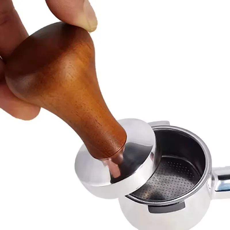 Coffee Powder Press 51mm Hengli Spiral Pattern Flat Bottom Hammer Stainless Steel Coffee Tool Masher