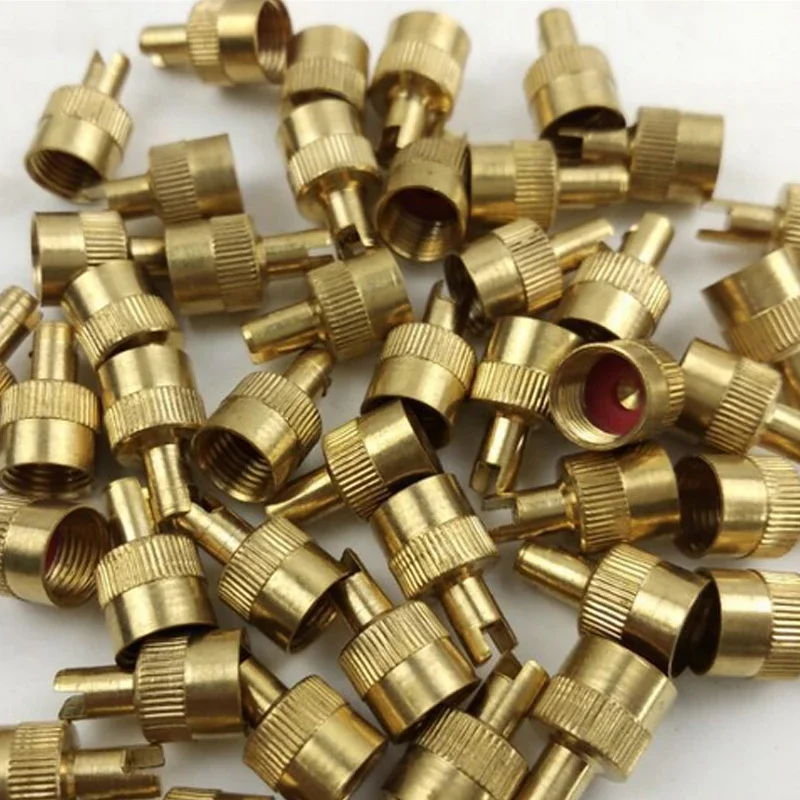 10-Pack Copper Tire Valve Stem Caps with Built-In Core Removal Tool for Vehicles and Motorcycles