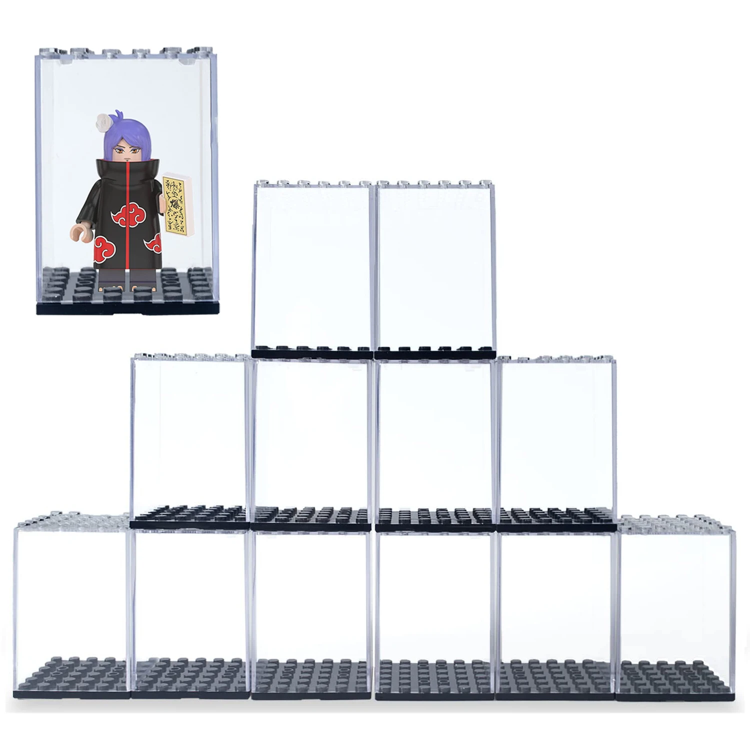 12pcs Minifigures Acrylic Display Case Action Figure Building Block Display Box Stackable