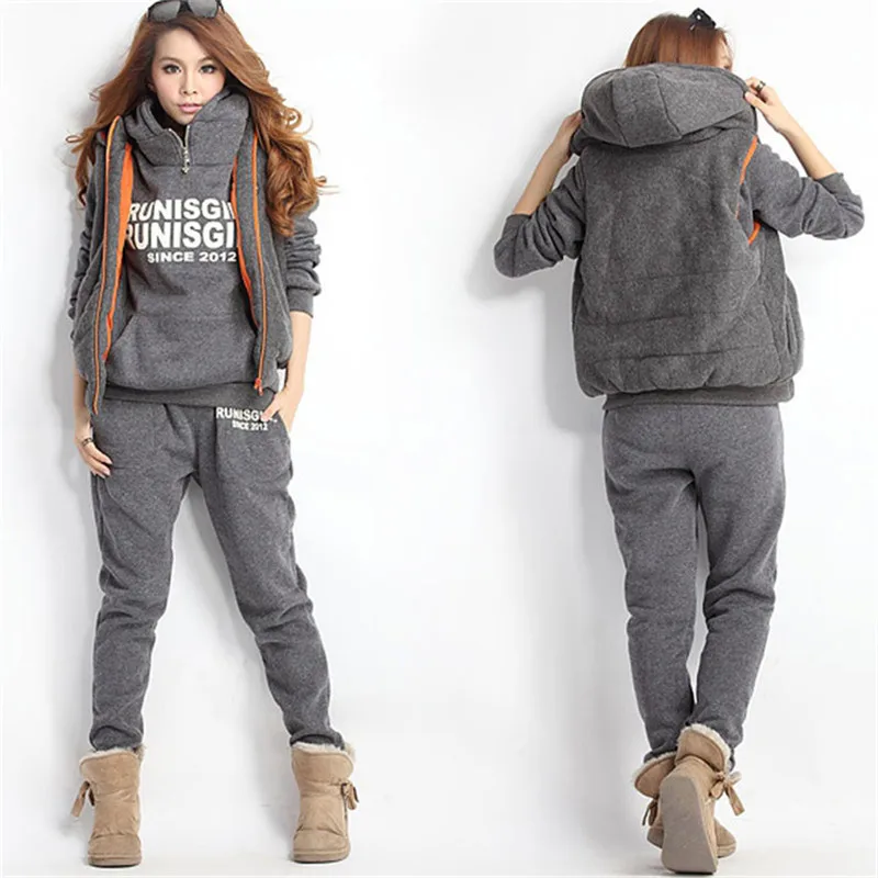 Women's Sport Sets Casual Letter Print Tracksuits Autumn Winter 3 Piece