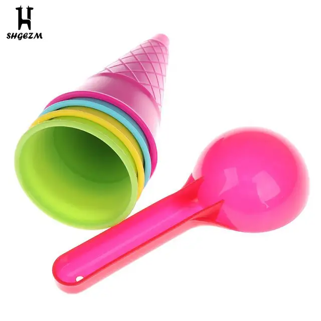 5Pcs Ice Cream Cone Scoop Sets Beach Sand Toys Kids Summer Play Game Gift Children's Beach Toys Children's Education 1