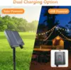 G40 Globe Solar String Lights Outdoor, 8 Light Modes, USB Charge & Remote, Waterproof Plastic Bulbs for Balcony Garland Wedding 4