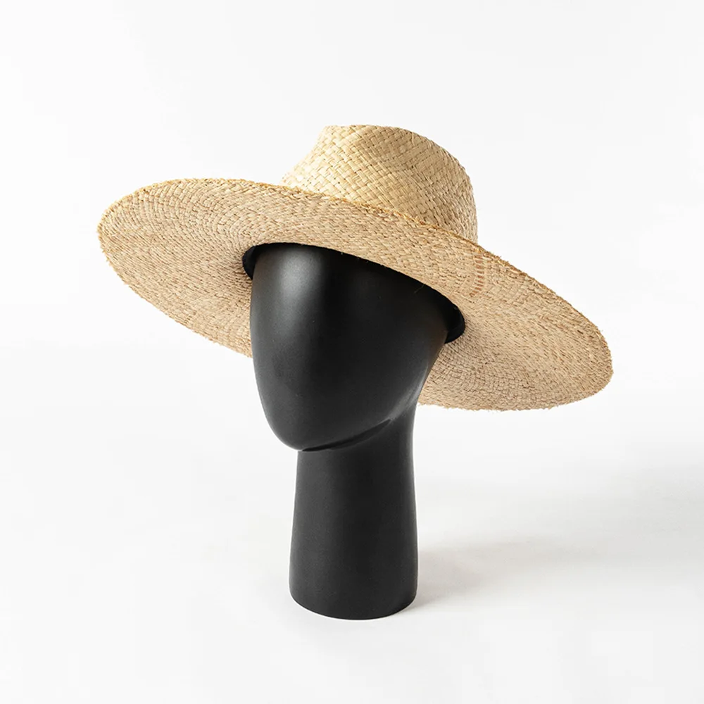 DIY natürlicher Basthut Körper Millinery Sommer Strohhut breite Krempe Panamahut Kentucky Derby Sonnenhut mit Bommel Blumengürtel Schleife – Detail 3