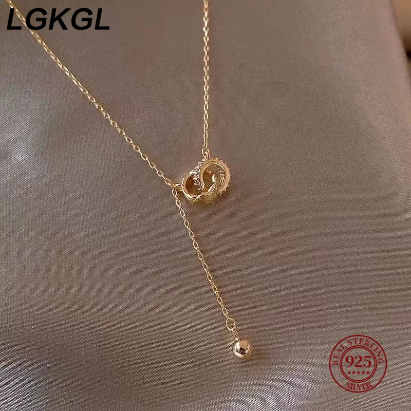 LGKGL S 목걸이, 더블 링 링 버클 태슬, 고급 패션 스웨터 체인, 저렴한 가격