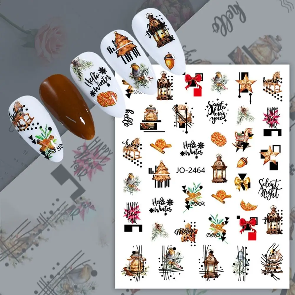 Professional Cartoon Christmas Nail Art Sticker Cute Simple Manicure Decals Santa Claus Snowman Nails Polish Sticker Women