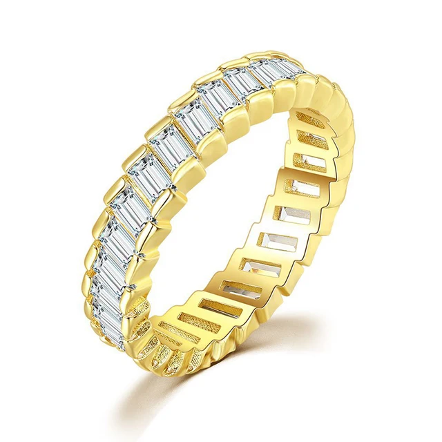 Handmade Eternity Promise Gold Crystal Ring AAA CZ Zirconia Engagement Wedding Band Rings for Women Men Finger Party Jewelry 22