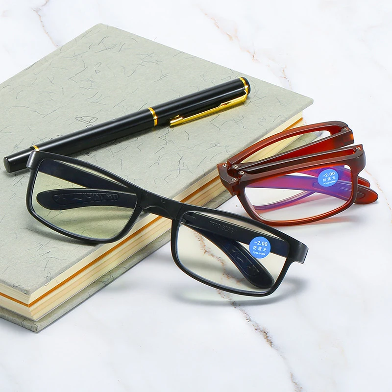 2024 Foldable Ultra Light TR90 Myopia Glasses Fashionable Unisex Portable Eyewear with Box Men Women Finished Myopia Glasses 4