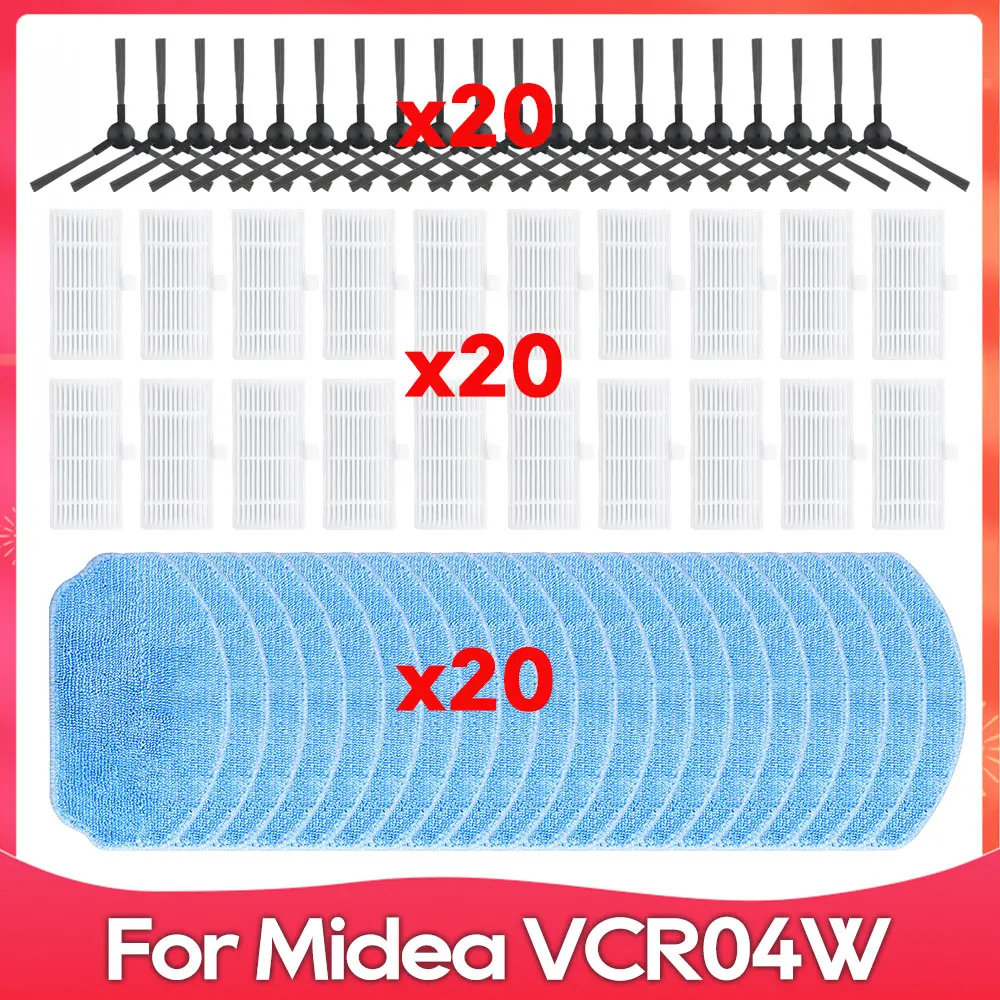 Compatível com Midea Vcr04w Escova Lateral Filtro Hepa Panos de Limpeza Acessório de Peças de Reposição para Aspirador de pó Robô.