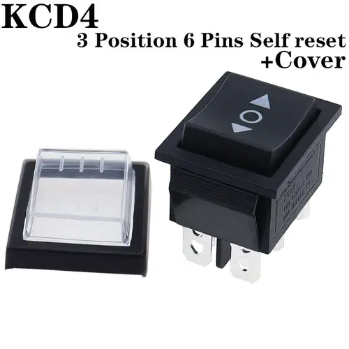 1PCS KCD4 25X31mm Black Rocker Switch 6 Pin 3 Position ON-OFF-ON Double Reset/Latch Switch 16A 250V 20A 25A 125VAC - Image 8