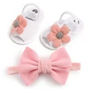 2pcs/Set Infant Baby Girls Summer Sandals Newborn Toddler First Walker Crib Dress Shoes with Free Headband 4