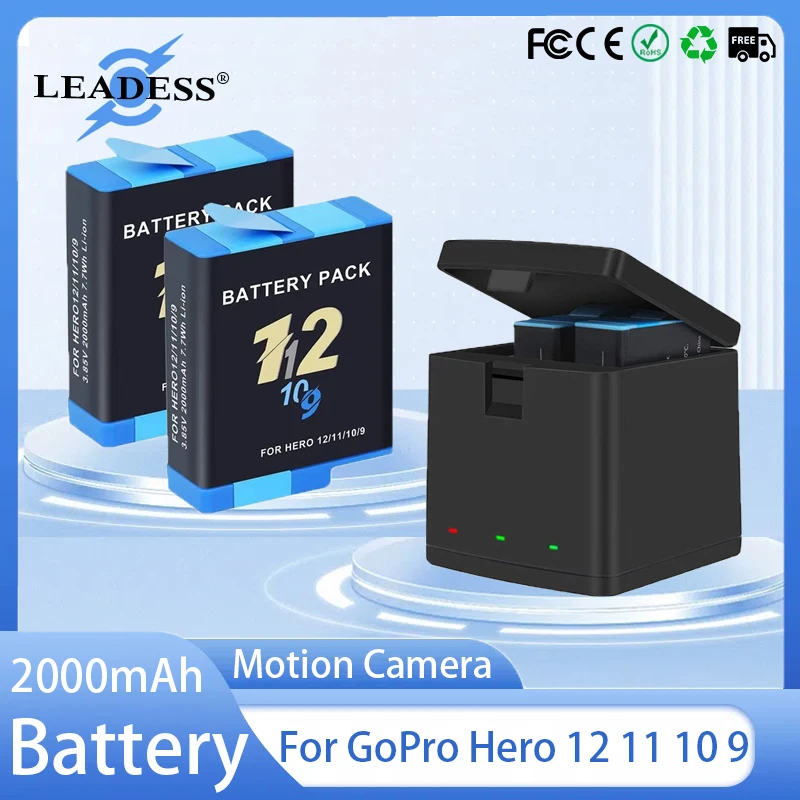 Batteries et Chargeur pour GoPro Hero 9/10/11 - Lot de 1 à 5
