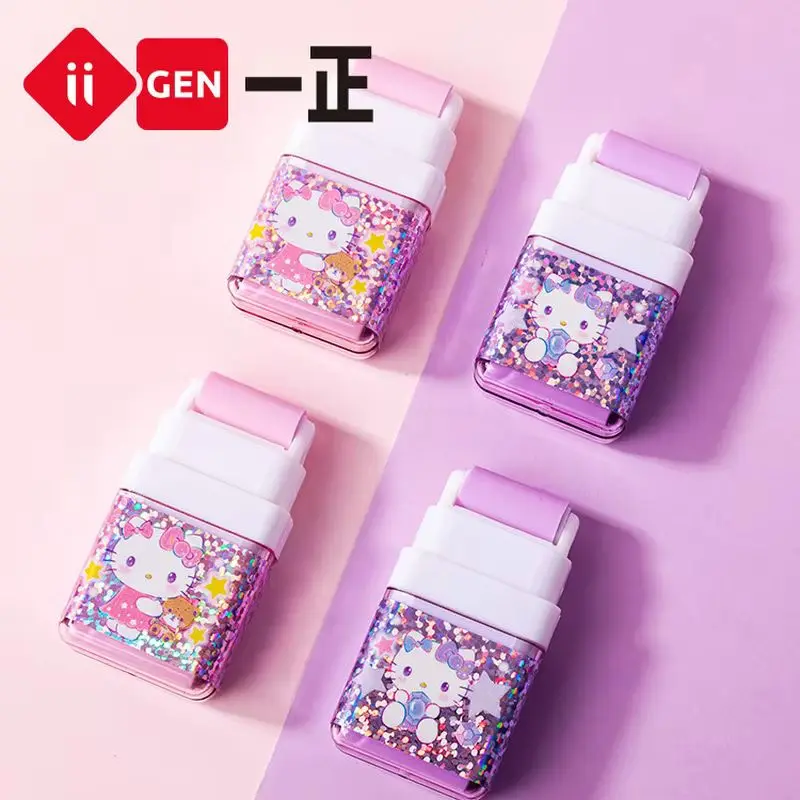 سانريو 6/12 قطعة ممحاة الأسطوانة مرحبا كيتي الوردي الطلاب القرطاسية الكرتون لطيف الاطفال ممحاة المطاط اللوازم المكتبية المدرسية هدية