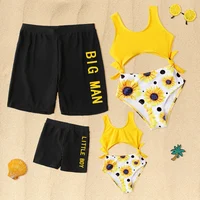 Family Matching Outfits Summer Mother Kids Swimwear Mom And Daughter Swimsuit One-Piece Bathing Suits Father Son Beach Shorts 1