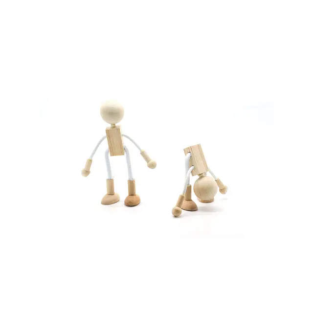 Wooden Peg Dolls Wood Doll Unfinished Figures Robot People Diy Craft Blank Crafts Pieces For Shapable Paint Unpainted Kokeshi 3