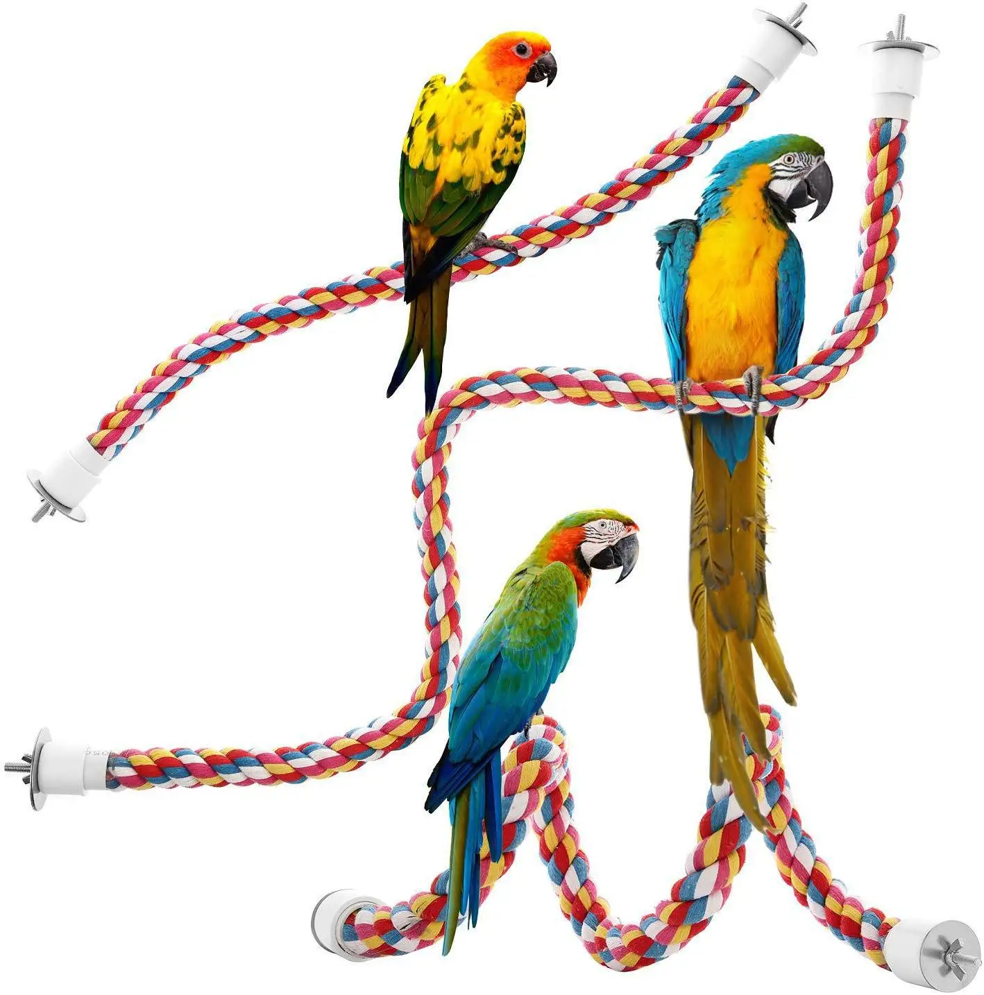 Papagaio corda pendurado trançado budgie mastigar corda gaiola de pássaro cockatiel brinquedo pet suporte treinamento acessórios balanço suprimentos papagaio balanços