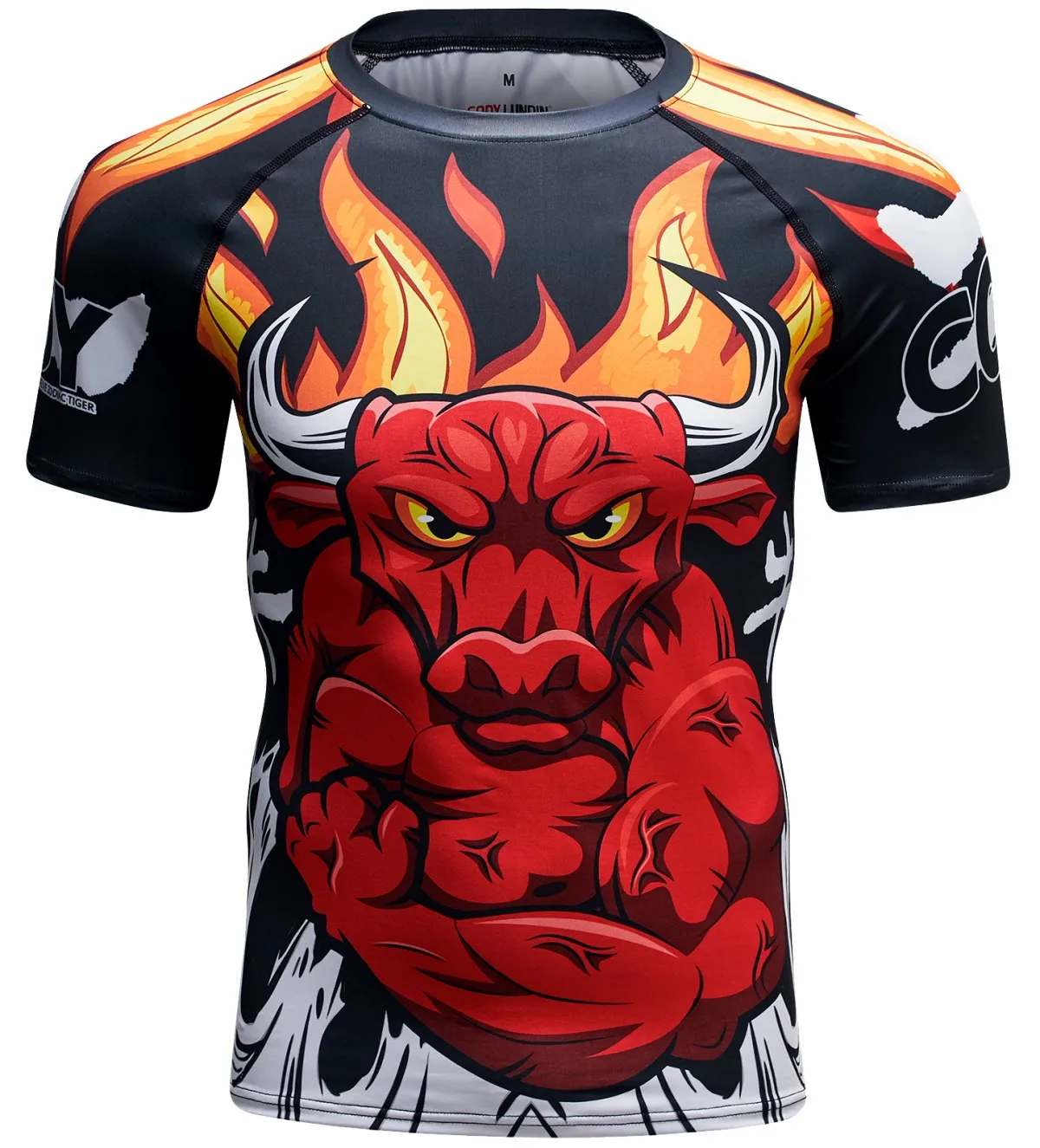 

Men's Compression Shirts Short Sleeve Printing Dry Fit T Shirt Fitness Running Athletic Workout Sports Baselayer Tee (1344)