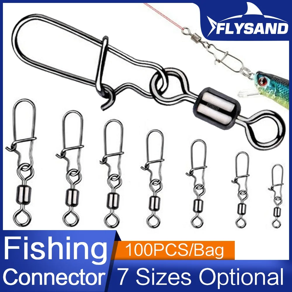 Flysand 100pcs/bag Hecht Angel zubehör Verbindungs stift Lager rollend drehbar Edelstahl Snap Fishhook Köder schwenkbar