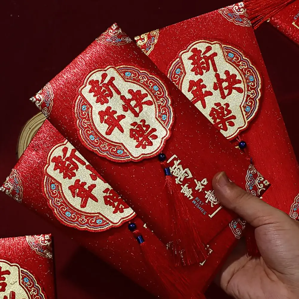 

Spring Festival Red Envelopes Chinese New Year Lucky Money Bag Red Packets With Tassel Traditional Decor Blessing Gifts