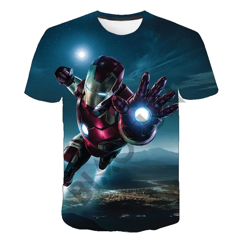 MARVEL  Iron Man T Shirt For Kids Hot Sale  3D Avengers Printed Short Sleeve Round Collar Cartoon Baby Boys Clothes Tshirt 2