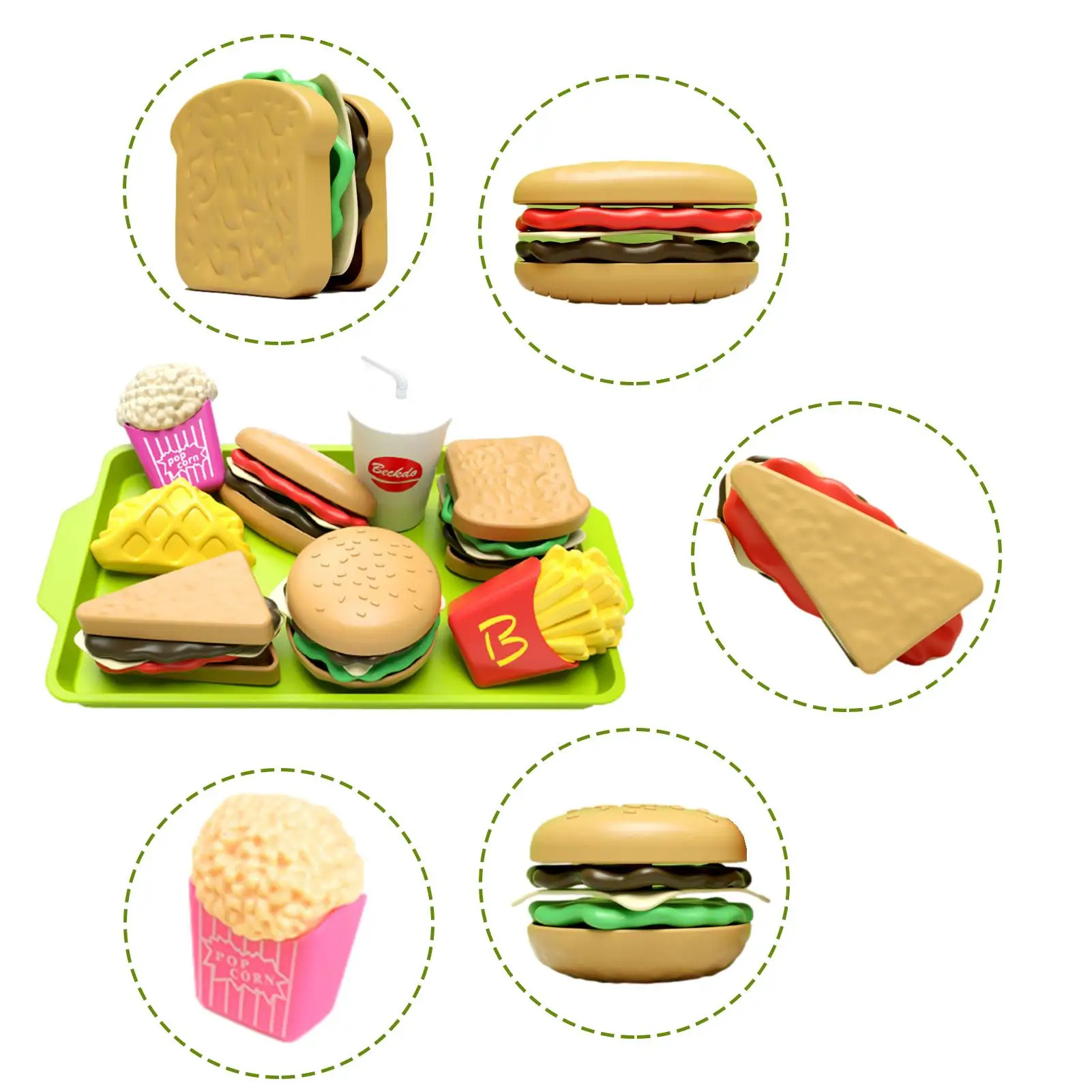 Baby Pretend Play Kitchen Kids Toys Simulation Hamburg Fries Food Role Play Montessori Educational Gift Toys 27pcs For Girls