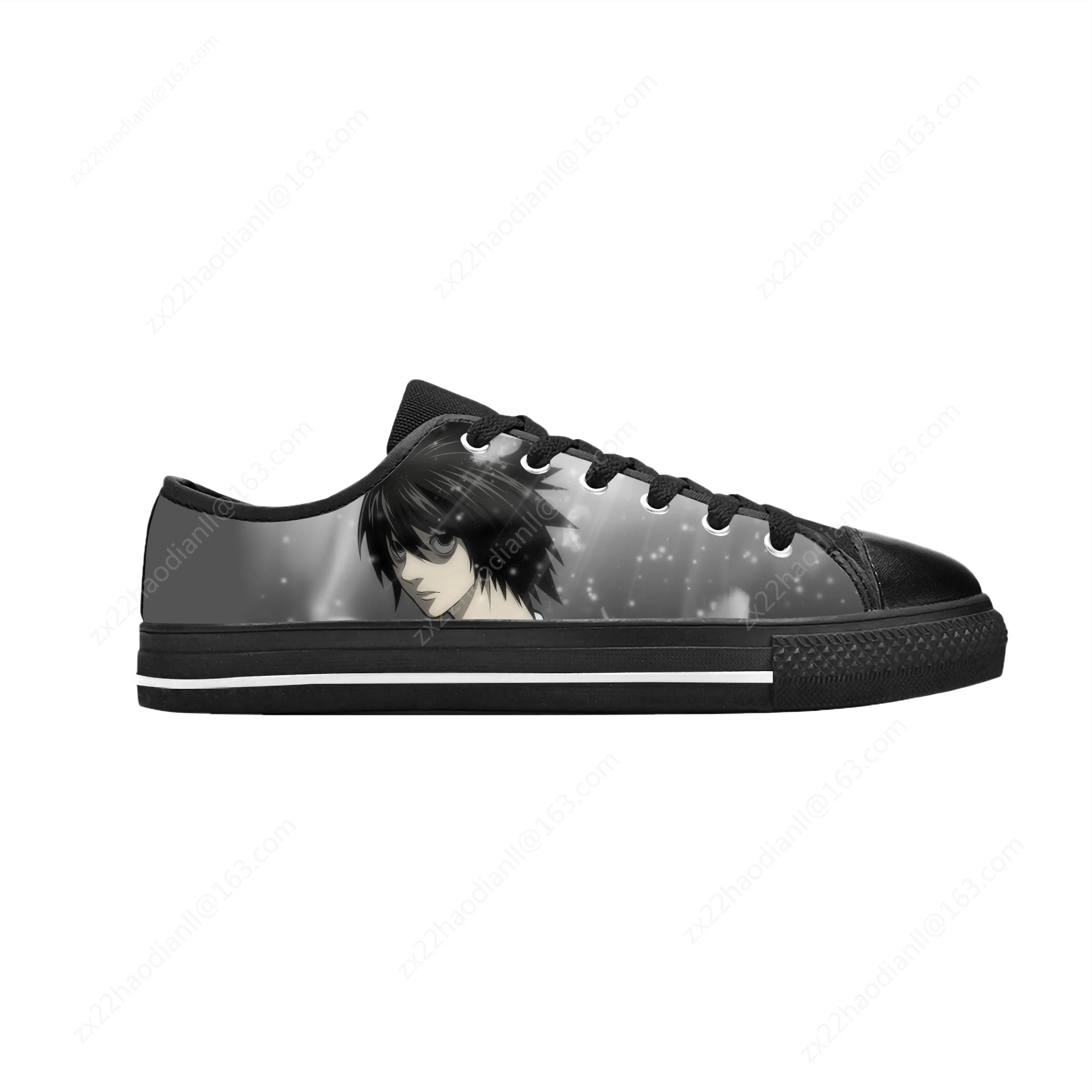 Japanese Anime Cartoon Manga Death Note L Lawliet Casual Cloth Shoes Low Top Comfortable Breathable 3D Print Men Women Sneakers