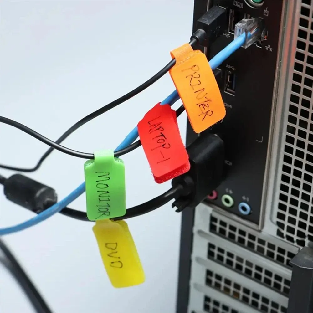 50/100pcs Reusable Waterproof Cable Labels, Color-Coded Cord Organizer Straps for Data Charger Cables, Home Office Travel 4