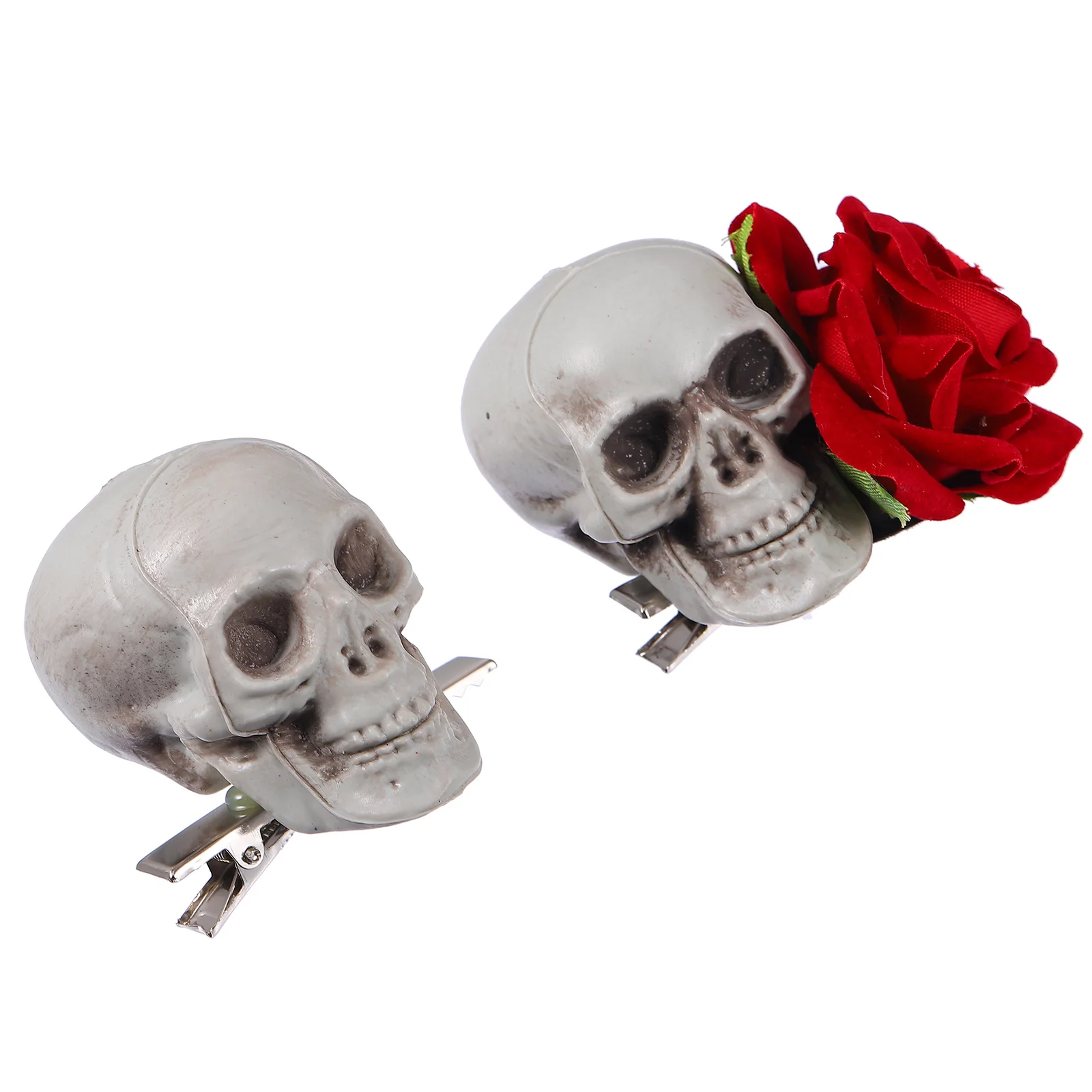 

2pcs Halloween Themed Skull Rose Hairpin Party Headwear Costume Party Prop