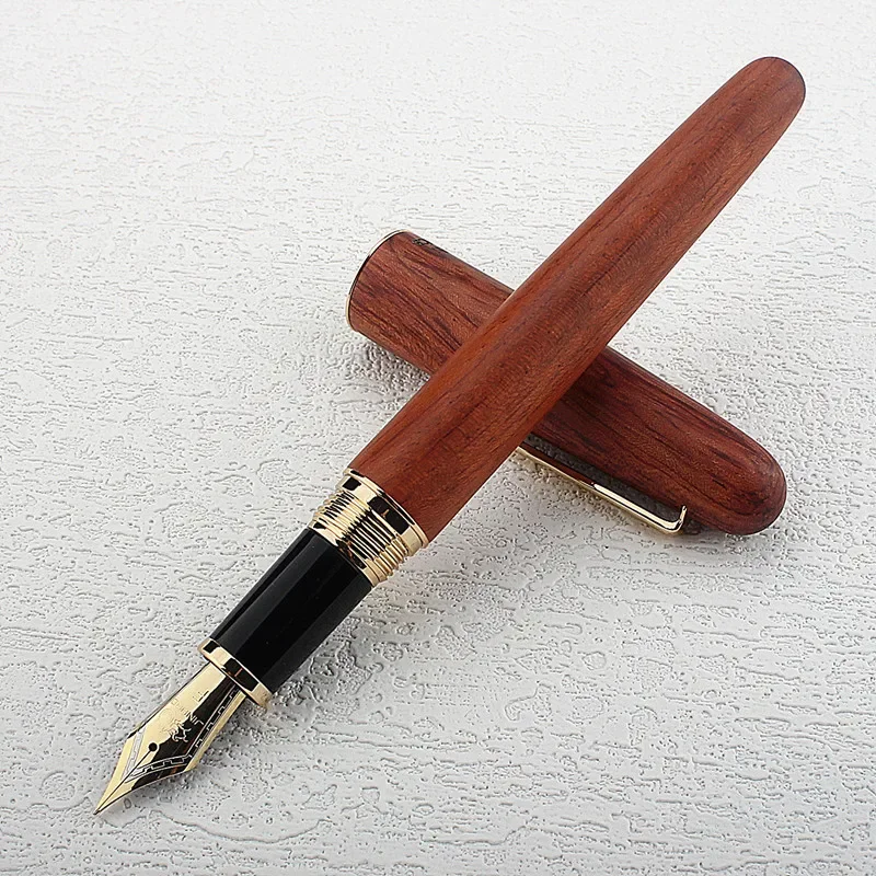 Jinhao 9036 천연 나무 만년필, 수제 이리듐 EF F M 펜촉, 학교 사무용품, 비즈니스 필기 선물 펜, 문구