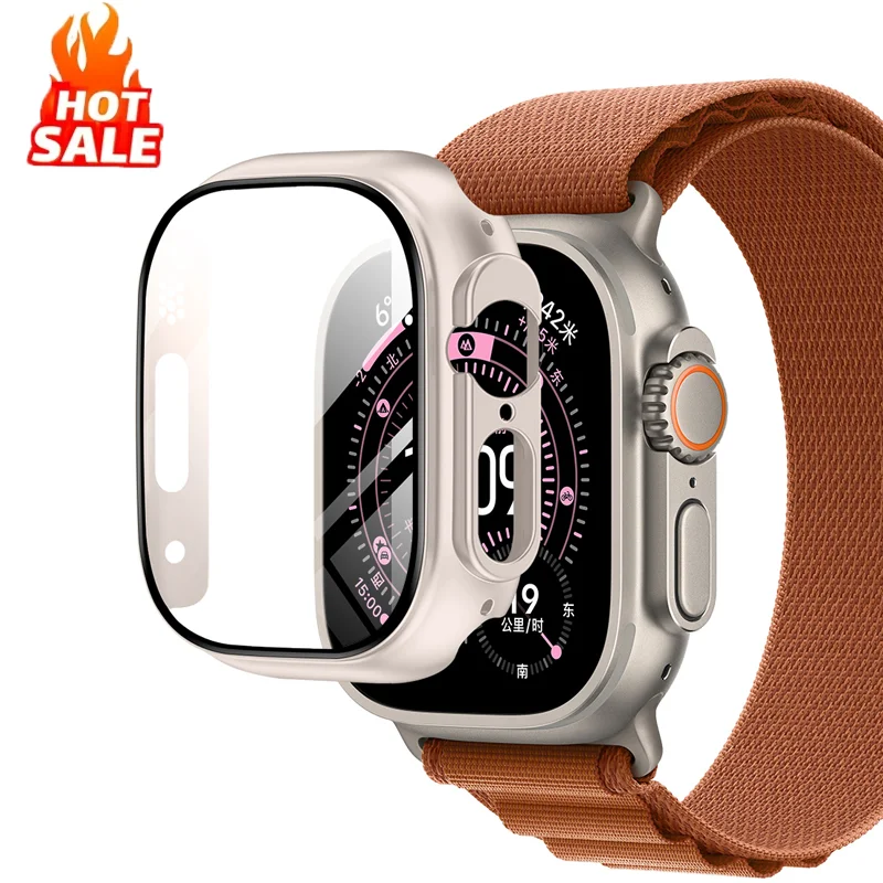 Abdeckung für Apple Watch Ultra 3 49 mm PC-Stoßstange + Displayschutzfolie iWatch Ultra 2 49 mm HD gehärtetes Glas + Gehäuseschale Zubehör – Detail 5